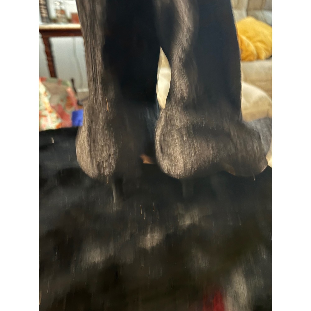 Donald J Pliner Black Velvet Leopard Print Knee High Boots Kitten Heel Women 6M - Picture 3 of 4